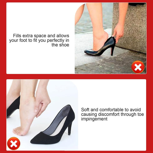 Sibba 4 Pieces Toe Filler Inserts Unisex Breathable Soft Big Toe Plug Forefoot Pad Shoe Filler for High Heel Foot Pain Relief for Women Girls (Bla...