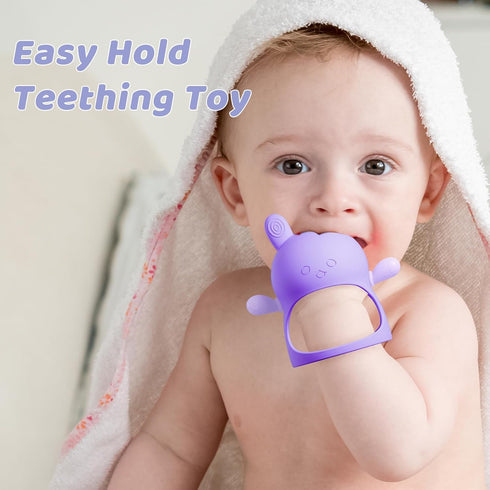 NCVI Baby Silicone Teether Hand Grip for 0-6 Months, Never Drop Baby Sucking Teething Relief Hand Held, Hand Wrist Chewing Teether Toys Mitten for...