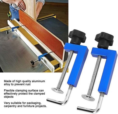 2Pcs Universal Fence Clip Fixing Clip Blue Universal MultiFunctional Woodworking Clamp G Clip 100mm, Adjustable Fixed Clamps Woodworking Clips,Han...