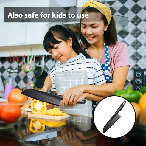 11” Nylon Knife for Nonstick Bakeware with Serrated Edges, Large Plastic Kitchen Knife to Cut Lettuce Salad Cake Brownie or Veggies Fruits, Nonmet...