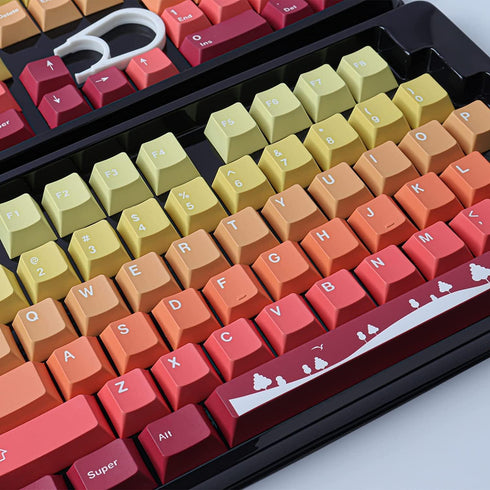 JOMKIZ PBT Keycaps,129 Keys Dye Sublimation Cherry Profile Keycaps with 6.25U Spacebar Autumn Keycap Set for Cherry MX Switches ISO/ANSI Layout Me...