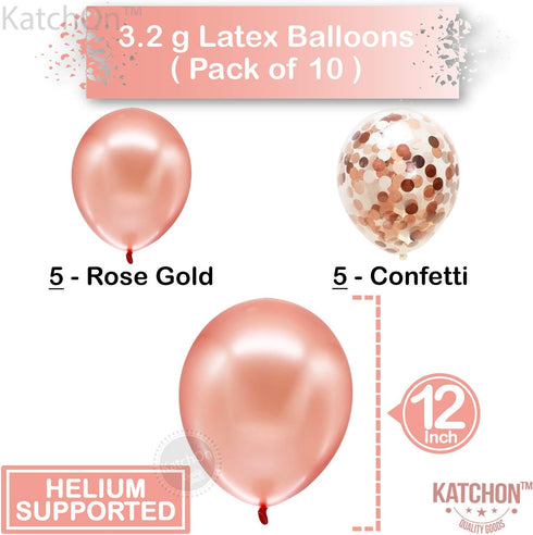 KatchOn, Big Rose Gold 21 Balloon Number - 40 Inch, 21th Birthday Decorations for Girls | Rose Gold Number 21 Balloon with Confetti Balloons | 21t...