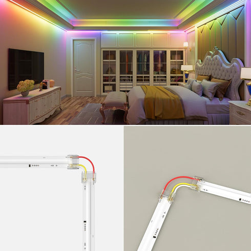 PAUTIX 12mm Connectors 10pcs L-Shaped/Corner Connectors,Solderless Terminal Extension Connection for 3-Pin RGB Smart IC COB LED Strip Lights,NOT f...