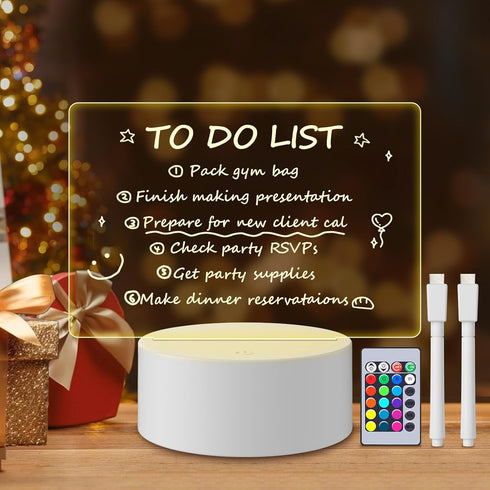 Acrylic Dry Erase Board with Light, Message Board DIY Acrylic Lamp, Led Note Board Remote Control/16 Colors Change/2Powers Mode Night Light Board,...
