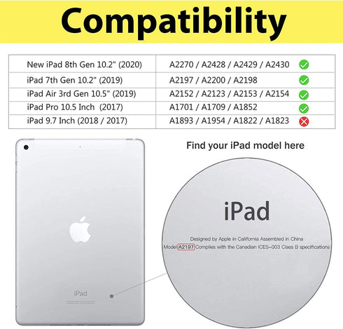 Case for New iPad 8th Gen (2020)/7th Gen (2019), iPad Air (3rd Gen) 10.5" 2019/Pro 10.5 2017 - Adjustable Stand Auto Wake/Sleep Smart Case, Runnin...