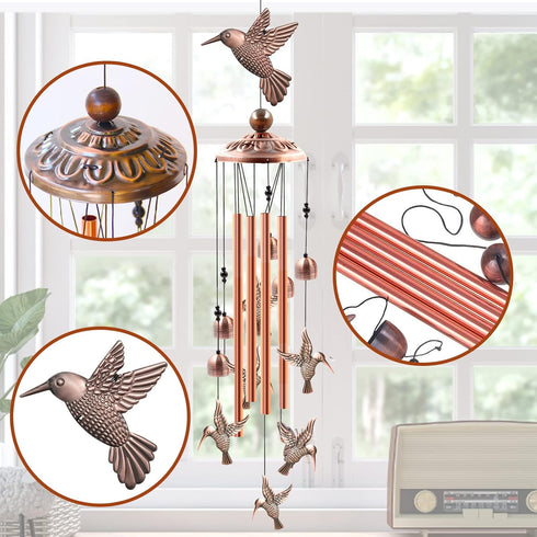 Wind Chimes Outdoor Clearance, Ukulork Aluminum Tube Windchime with S Hook,Patio Garden Decor, Housewarming Gift. (Hummingbird)...