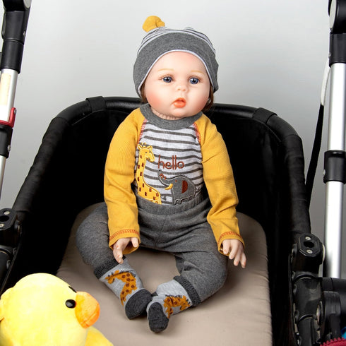 Reborn Baby Dolls Clothes Outfit Accessories Giraffe Striped 4pcs Set for 17-22 Inch Reborn Doll Newborn Girl&Boy...