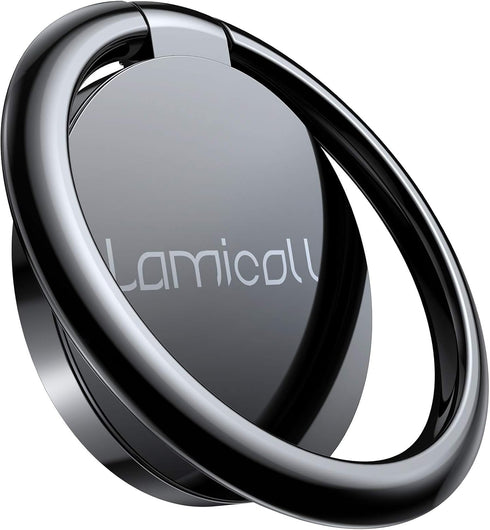 Lamicall Cell Phone Ring Holder Stand - Phone Finger Gip Kickstand, 360° Rotation Polished Metal Grip for Magnetic Car Mount, Compatible with iPho...
