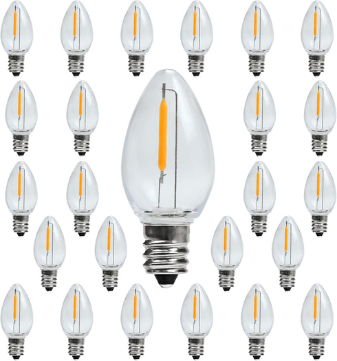 C7 E12 LED Night Light Bulbs, C7 Replacement LED Light Bulbs, Window Candles & Salt Lamp Bulbs, E12 Chandelier Base, 0.6W Equivalent to 7W, Warm W...