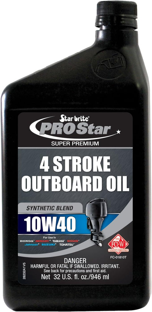 STAR BRITE Super Premium 4 Stroke Marine Oil - 10W-40 Synthetic Blend Engine Oil for Outboards, Gasoline Inboards & Stern Drives - NMMA FC-W Certi...