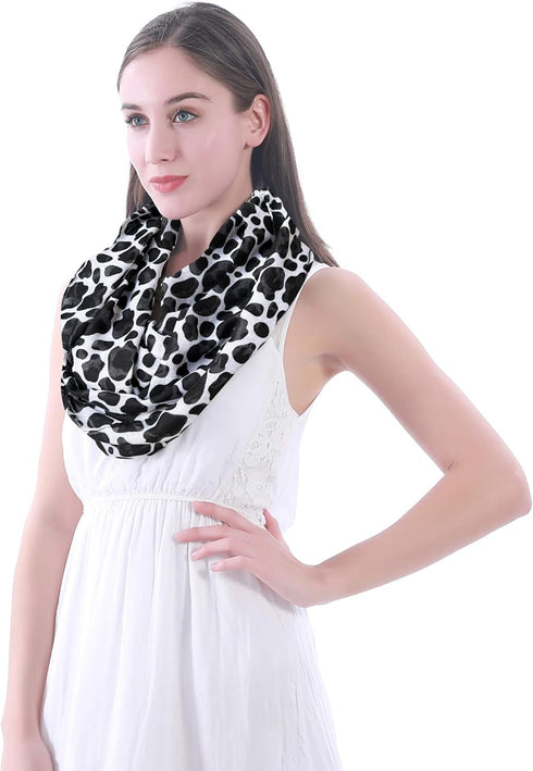 Lina & Lily Cow Animal Print Women's Infinity Scarf Lightweight...