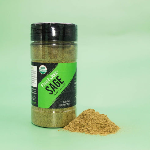 FreshJax Organic Ground Sage Leaf Powder – 1.8 oz Large Bottle, Certified Organic, Non-GMO, Gluten-Free, Keto, Paleo, No Preservatives – Dried Sag...