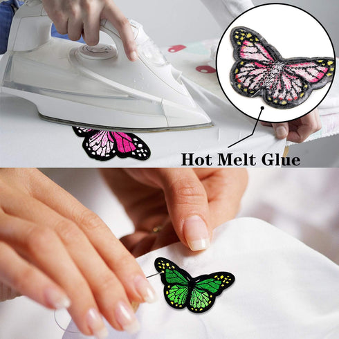 AUGSUN 40pcs Butterfly Iron on Patches, 2 Size Embroidered Sew Applique Repair Patch...