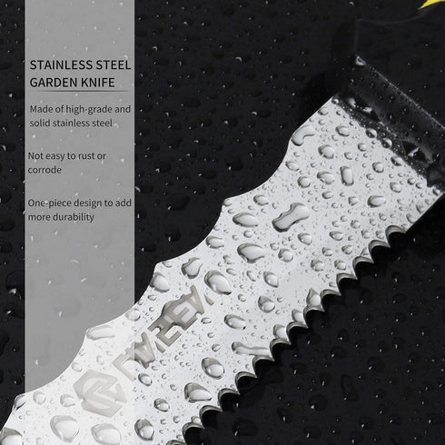 Stainless Steel Garden Knife with 7.8" Blade, Double Side Utility Sod Cutter Lawn Repair Garden Knife with Nylon Sheath (yellow)...