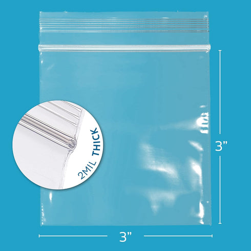 3 x 3 inches, 2Mil Clear Reclosable Zip Bags, case of 500 GPI Brand...