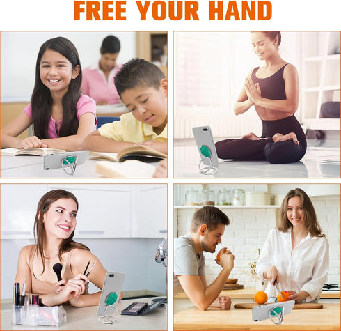 Cell Phone Ring Holder Finger Kickstand, 360° Rotation Metal Cellphone Back Grip Foldable Cell Phone Stand Adjustable Phone Holder Compatible with...