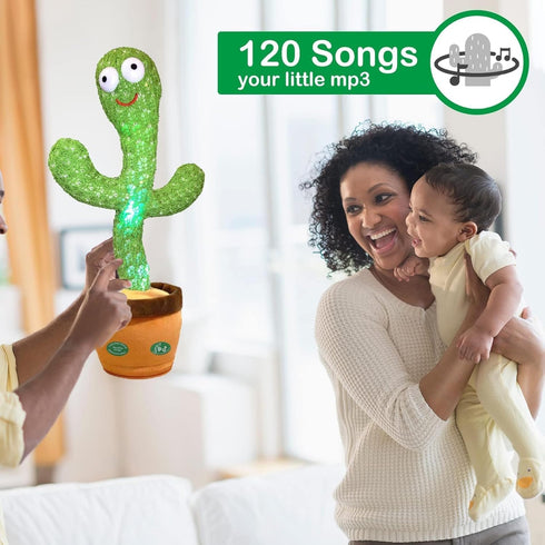 Pbooo Dancing Cactus Mimicking Toy,Talking Repeat Singing Sunny Cactus Toy 120 Pcs Songs for Baby 15S Record Your Sound Sing+Dancing+Recording+LED...