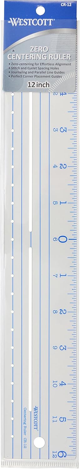 Westcott CR-12 Plastic Ruler 12"-Zero Centering...