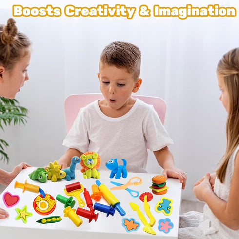 Playdough Tools for Kids, 24 Pieces Play Dough Tools Set with Rolling Pins,Playdough Cutters,Playdough Extruders,Scissor...