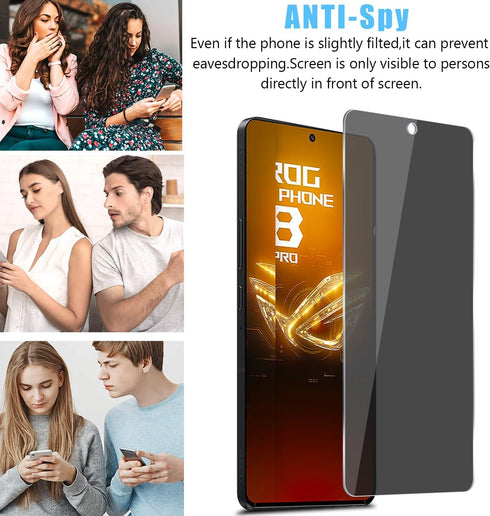 [2 Pack for ASUS ROG Phone 8 Pro/Phone 8 Privacy Screen Protector, 9H Anti Spy Private Tempered Glass Film, Anti-Scratch, Case Friendly....