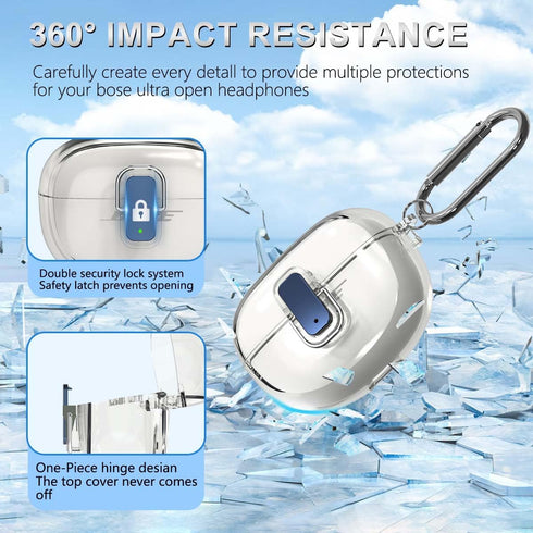 Safety Lock Case for Bose Ultra Open Earbuds (2024), QINZAC Soft TPU Clear Bose Ultra Open Earbuds Case Cover with Safety Lock Shockproof Protecti...