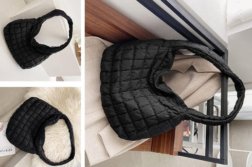 Women Puffer Tote Bags Lightweight Quilted Padding Shoulder Bag Lightweight Nylon Cotton Padded Large Tote Bags...