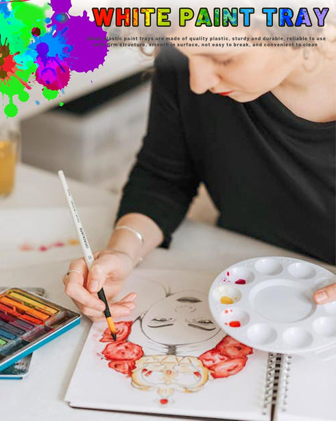 22pcs Art Paint Tray Palette Plastic Pallet for Kids or Pupils to Painting, DIY Craft,Play Party at Home, Kindergarten or School, White...