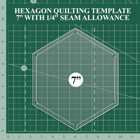 Hexagon Quilting Template Set - 7" with 1/4" Seam Allowance - Durable Acrylic Templates for Quilting, Patchwork, Crafting, & Sewing Projects - Cle...