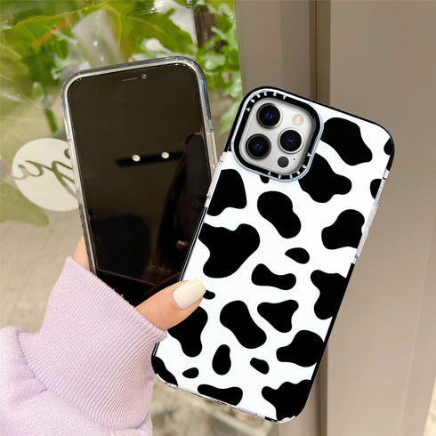Abbery Designed for iPhone 12 Pro Max Case Cow, Cute Clear with Cow Print Pattern Design Soft Silicone TPU Sturdy Shockproof Protective Woman Girl...
