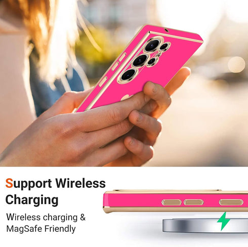 Teageo for Samsung Galaxy S23 Ultra Case for Women Girl Cute Love-Heart Luxury Soft Back Cover Raised Full Camera Protection Bumper Silicone Shock...