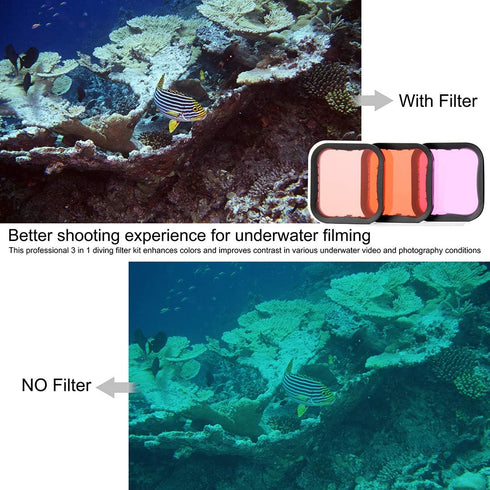 Waterproof Housing Case with Dive Filter for GoPro Hero 7 Black, Hero 6 Black, Hero 5 Black, Hero (2018) Camera - 45 Meters Underwater Photography...