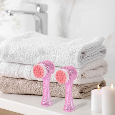 Face Brush 2 in 1, Facial Cleansing Exfoliating Brush with Ultra Fine Soft Bristles for Pore Deep Cleansing Silicone Double Side Face Wash Scrub B...