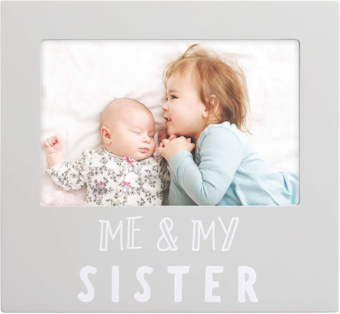 Pearhead Me & My Sister Sentiment Photo Frame, Big Sister or Brother Gift, Sibilng Pictures, Gray...