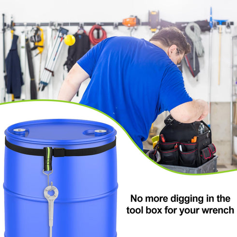 Bung Wrench Holder, Adjustable Wrench Fixing Strap Polyester Barrel Wrench Holder with Hook Waterproof Drum Wrench Holder Suitable for 30-55 Gallo...
