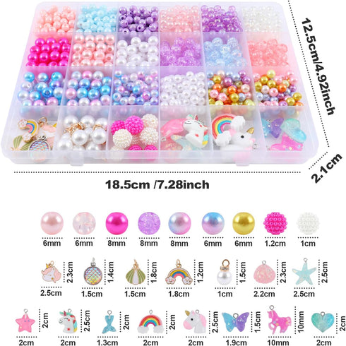 900pcs Mermaid Bracelet Making Kit for Girls with Pearl Beads Starfish Shell Girls Pink& Purple Mermaid Butterfly Beads for Jewelry Making Assorte...