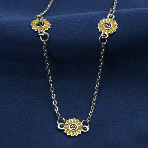 Small Sunflower Choker Necklace Cute Silver You are My Sunshine Vintage Pendant Jewelry Handmade Birthday Gifts for Mom Women Daughter Garden Dais...
