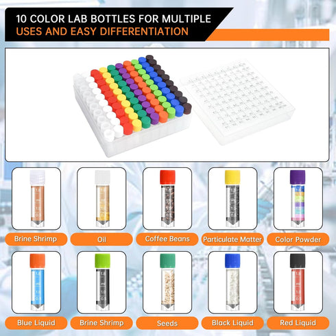 100pcs 2ml vials with caps Plastic Cryogenic Test Tubes with caps lab cryovial Tube Container with 30pcs 3ML Dropper Pipette...