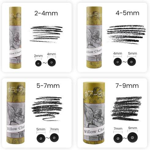 LOONENG Willow Charcoal Sticks, Natural Willow Charcoal for Artists, Beginners or Kids of All Skill Levels, Great for Sketching, Drawing and Shadi...