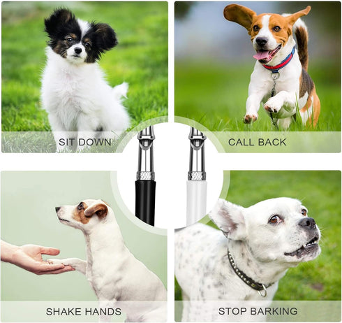 2 Pack Dog Whistle, Adjustable Ultrasonic Silent Dog Whistle, Professional Recall Stop Dog Barking Dog Training Whistles with Lanyard(Black&White)...