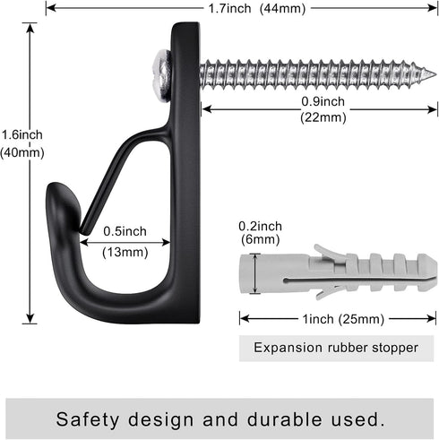 SELEWARE 30PCS Screw in Hooks for Hanging Outdoor String Lights, Windproof Christmas Light Hanger Hooks, Black Wall Hooks for Patio Gazebo Fence t...