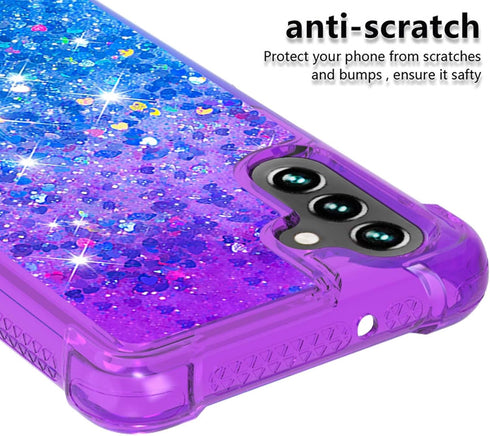 for Samsung Galaxy A13 5G Case with Tempered Glass Screen Protector, Glitter Bling Flowing Liquid Women Girls Soft TPU Shockproof Protective Phone...