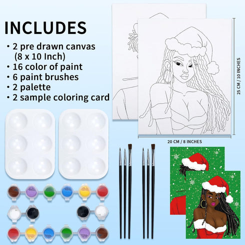 Nuberlic 2 Pack Pre Drawn Canvas for Painting Paint and Sip Kits for Adults Sip and Paint Kit for Adult's Date Night for Christmas (8x10)...