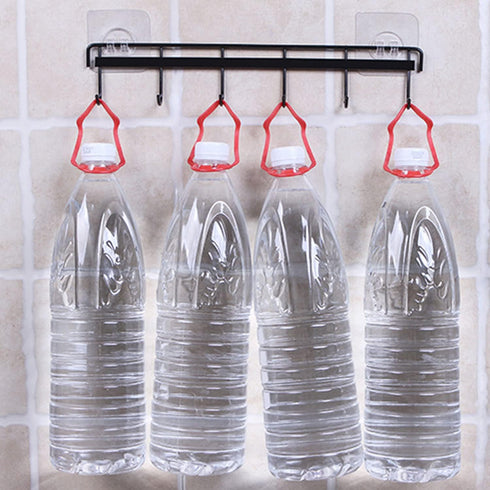 2 Pack Adhesive Wall Hooks Rack Kitchen Rail, Space Saving Heavy Duty Wall Hooks Hanger with 6 Hooks for Kitchen Bathroom Bedroom Closet, Kitchen ...