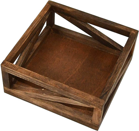 OwlGift Rustic Brown Flat Napkin Holder Solid Wood for Kitchen Table and Countertops, Christmas Napkin Holder Farmhouse Style and Décor for House,...