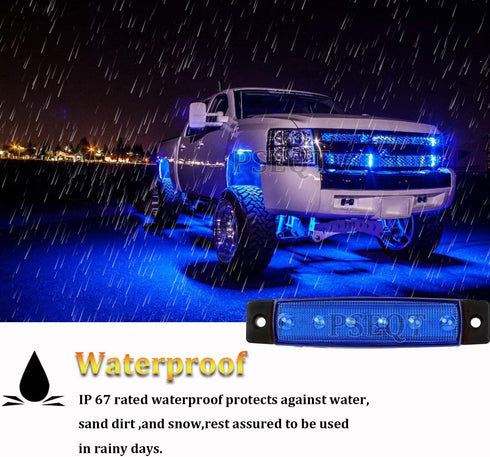 PSEQT 10 Pcs LED Rock Strip Lights Car Exterior Underglow Wheel Fender Well Lighting Kits Waterproof for Golf Cart Wrangler Offroad Truck RV UTV A...