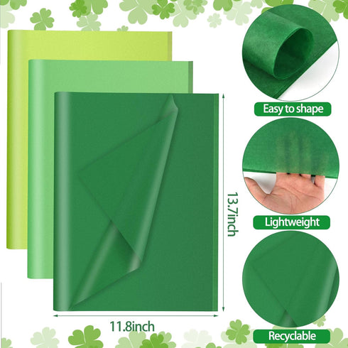 CCINEE 90 Sheets Green Tissue Paper Bulk,Gift Bags Wrapping Paper for DIY Easter St. Patrick's Day Birthday Supplies, 11.8" X 13.8"...