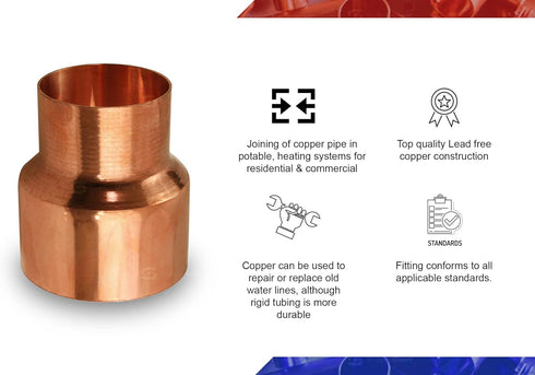 DDSD1252 Reducing Copper Coupling With Sweat Sockets And With Rolled Tube Stop, 1-1/4 X 1 Inch...