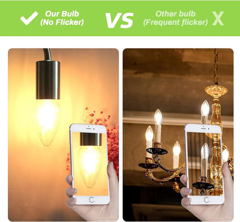 ROMANJOY F15 Dimmable LED Light Bulbs Led Porch Light Bulb 8W Equivalent 80W 2700K Warm White E26 Edison Vintage Bulb Flame Wrinkle Clear Glass Co...
