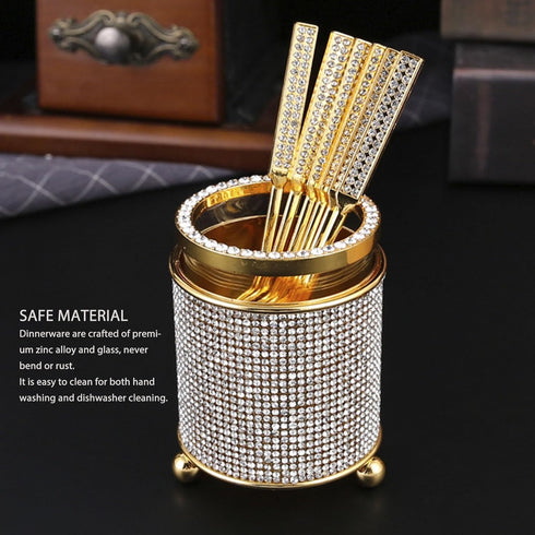 Coffee Spoons Set, Long Handle Stirring Spoons Dessert Spoons Set with Holder, Gold Glass Jar with 6 Spoons, Metal Flatware Set, Creative Tea Spoo...