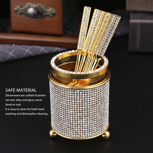 6Pcs Coffee Spoons Set with Holder, Zinc Alloy Gold Dessert Spoons, Mini Tea Spoons Set, Small Delicate Spoons Set for Fruit,Stirring, Mixing, Sug...